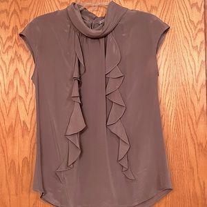 Classifies Entier 100% Silk ruffle front blouse size L